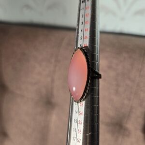 Pink Chalcedony Southwestern Statement Ring Sterling Silver